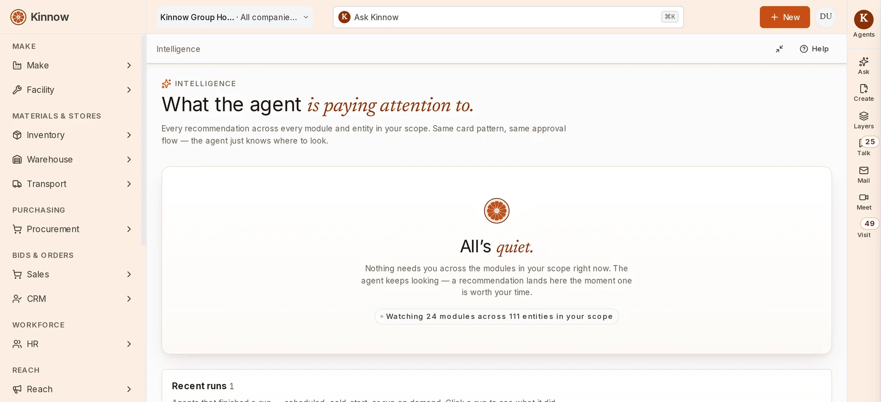 One place for every recommendation the agents make, across every application.